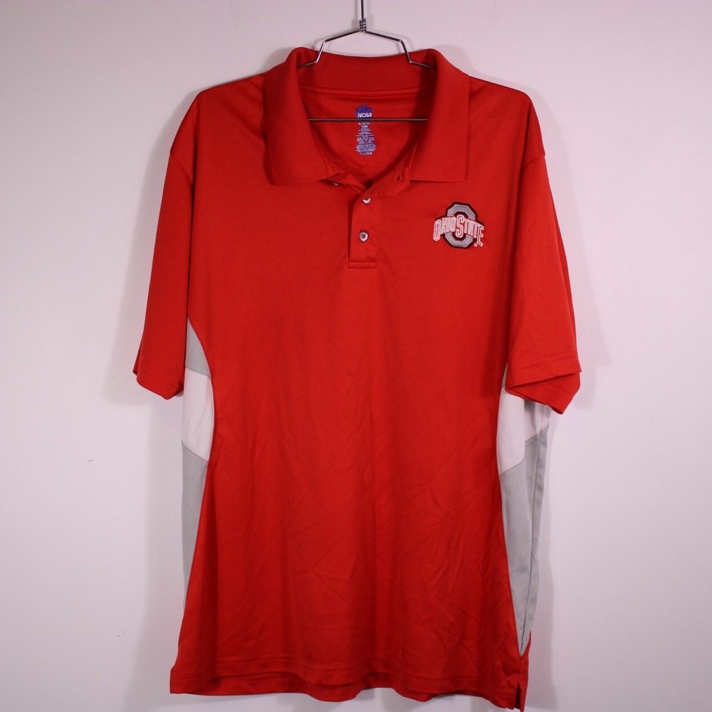 NCAA Ohio State Buckeyes Polo Mens XL Red Performance‎ Gameday Colorblock Logo